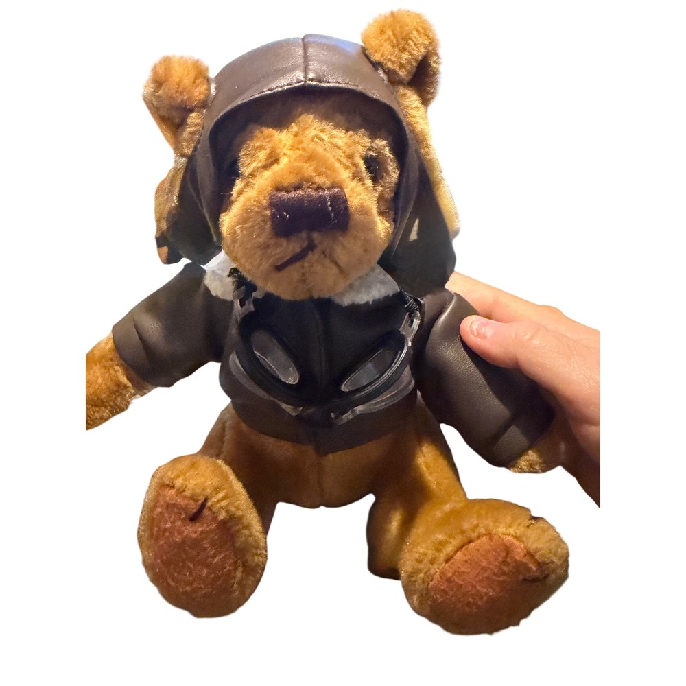 Vintage US Airways Pilot Teddy Bear Kids Small Brown Aviator Flight Jacket - Picture 3 of 5